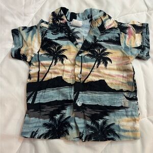 Tropical Hawaiian boys button down short sleeve shirt with collar size 2T